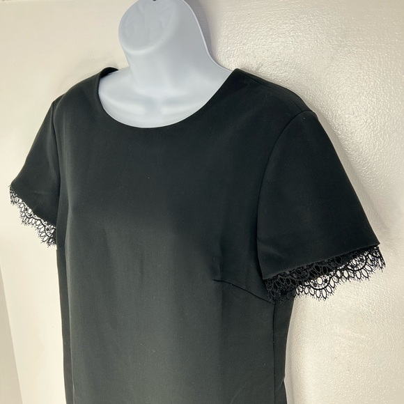 Banana Republic NWT Dress Black 10 Short Sleeve Eyelash Lace Trim Sheath Career - Picture 4 of 16